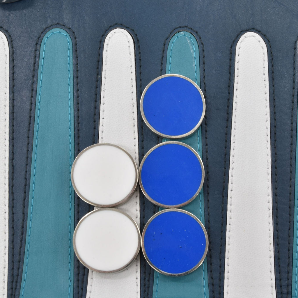 DARK BLUE WITH RESIN BRASS RINGED CHECKERS