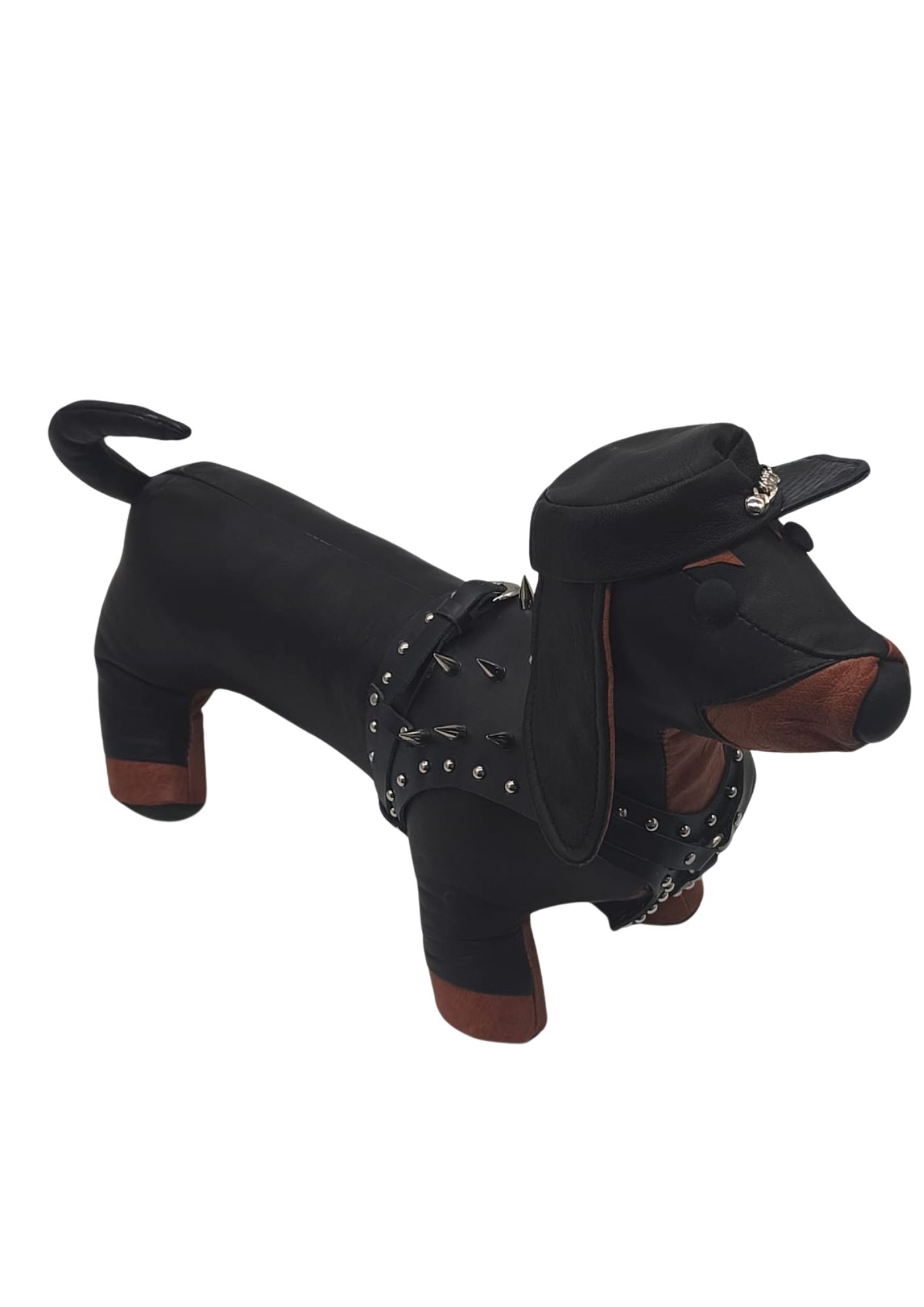PUNK DOGGY LEATHER BLACK CAMEL