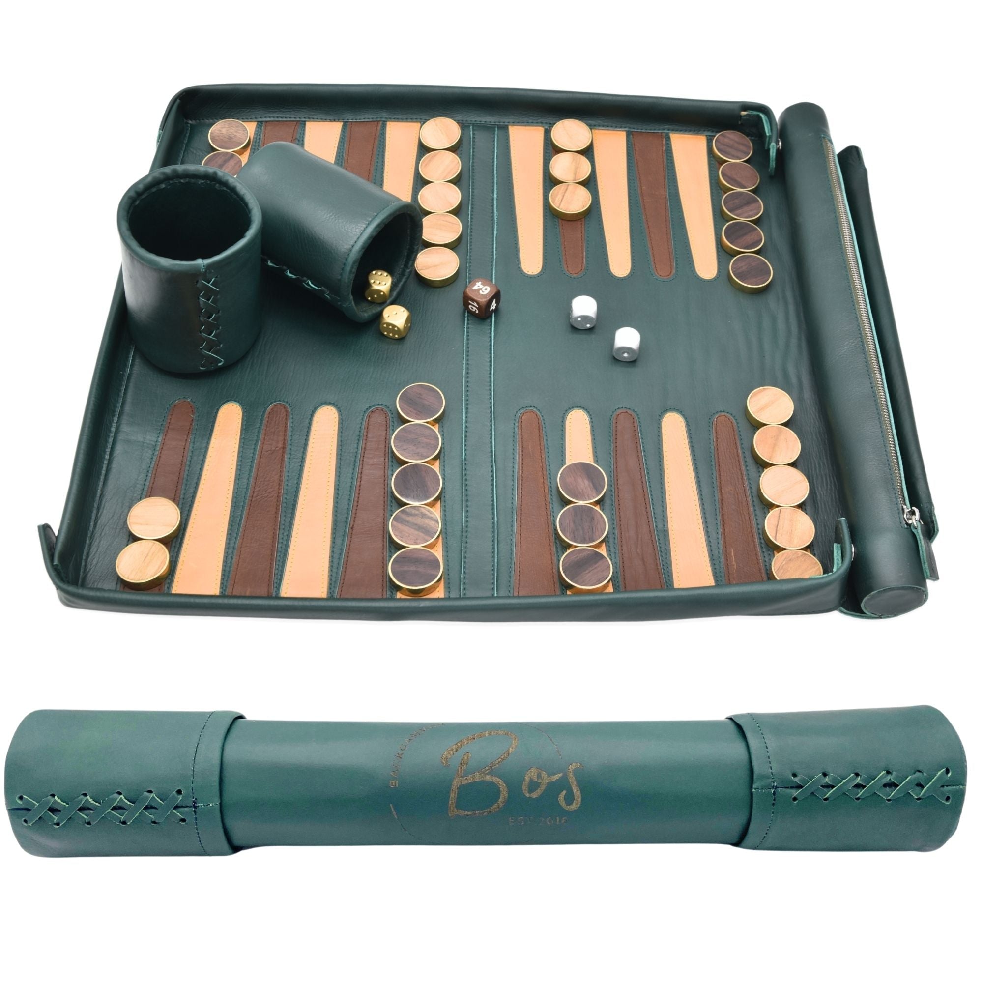 Roll Up Backgammon Leather Dollar Bill Green